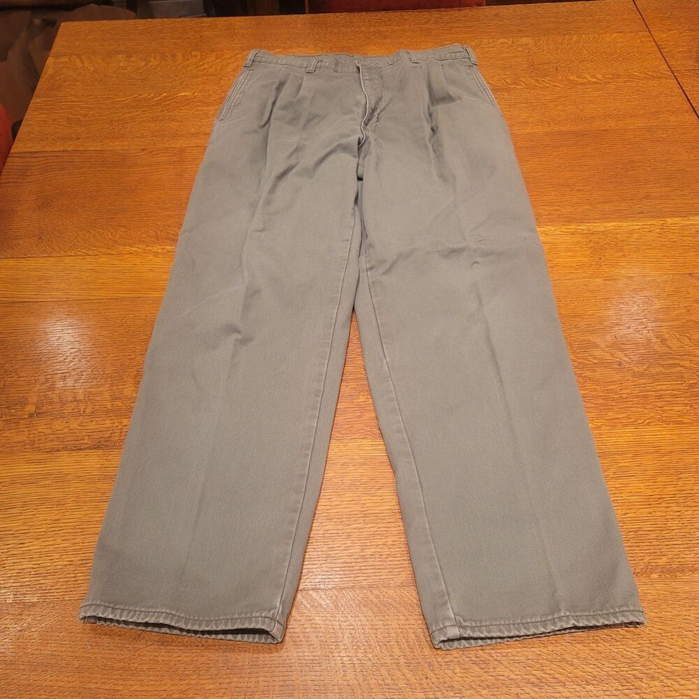 Llbean Rangeley Cotton Lined Pants USA Made 100% Cotton Pants 34x32 Sage Green